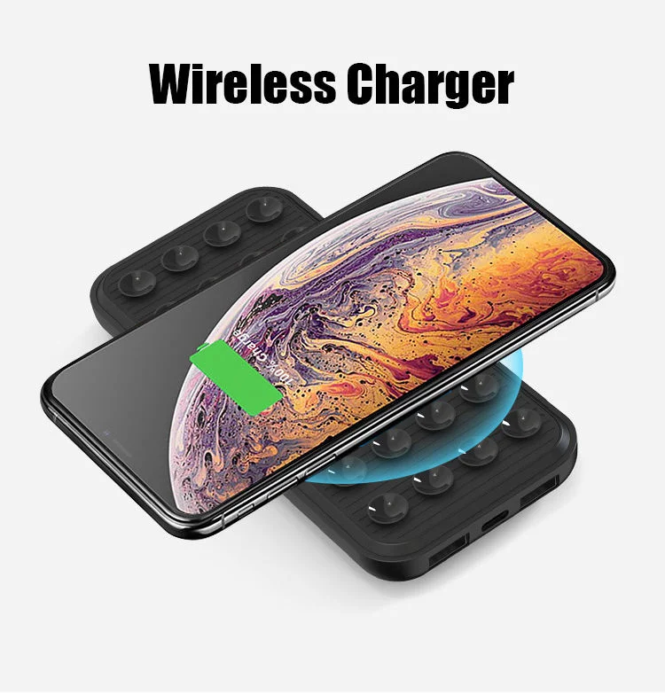 OEM Portable Power Bank LED Display 8000mAh Type C Dual Input Light up Logo Wireless Charger 5W Mobile Power Bank Charger