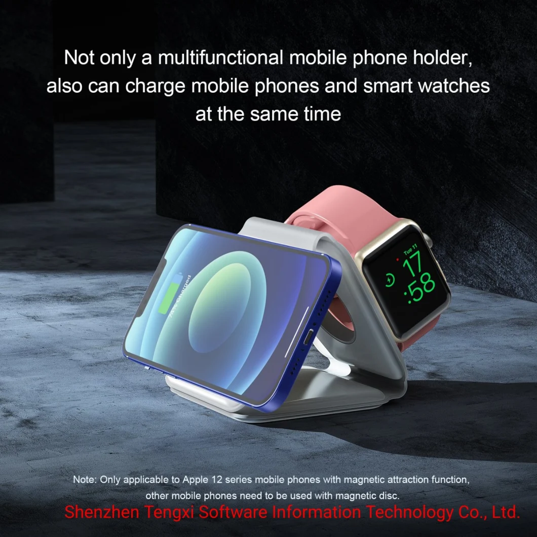 Triple Fold Magnetic Wireless Charger for Smart Phone Smart Watch and Tws