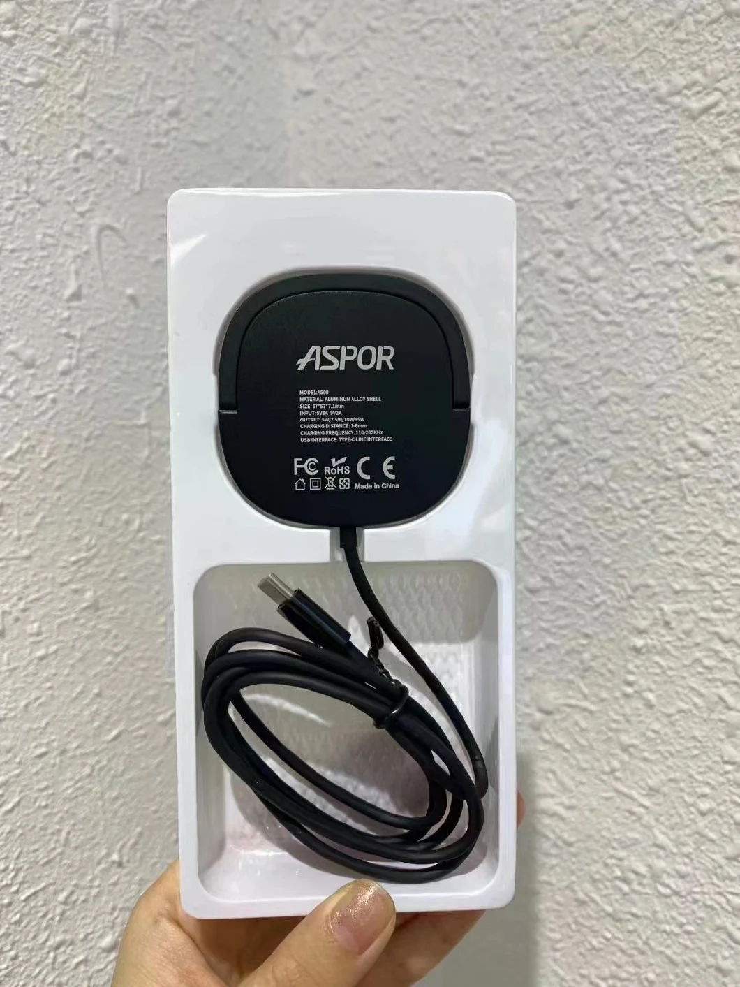 2022 Aspor Source Factory A509 Wireless Fast Charger 7.5W/10W/15W Output with Holder Function Support Many Kinds of Mobile Phone