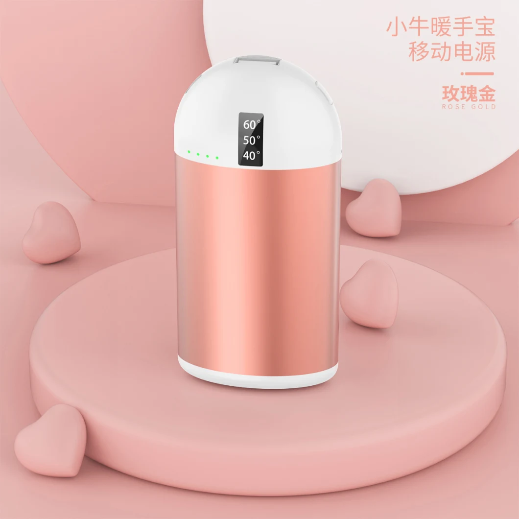 Small Round Silver Crest Portable Charger Hand Warmer Power Bank 5000mAh OEM