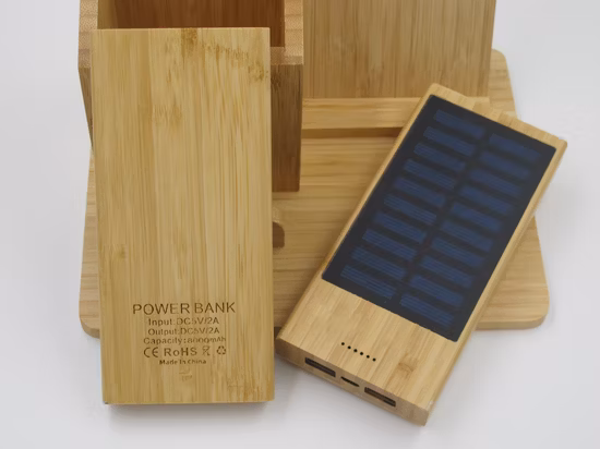 8000mAh 10000mAh 태양광-대나무-보조 배터리