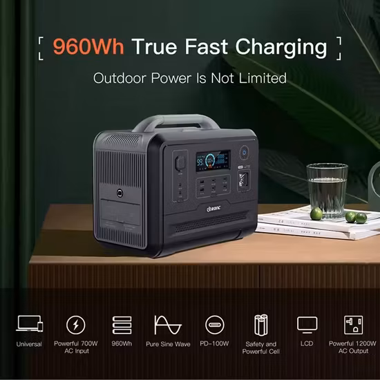 휴대용 발전소 1200W 야외 비상 에너지 저장